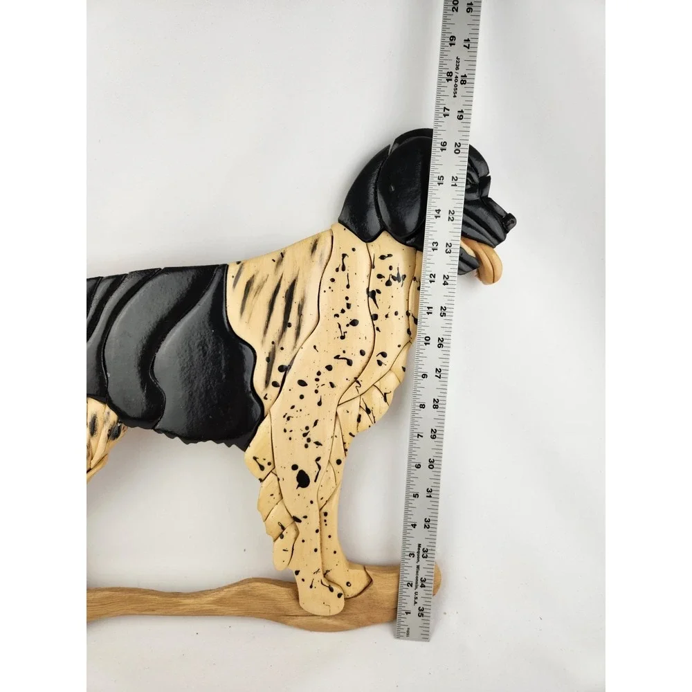 Wood Intarsia Stabyhoun English Setter Field Dog Pointer Handmade Wall Artisan‎